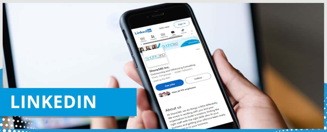 Linkedin in a mobile phone