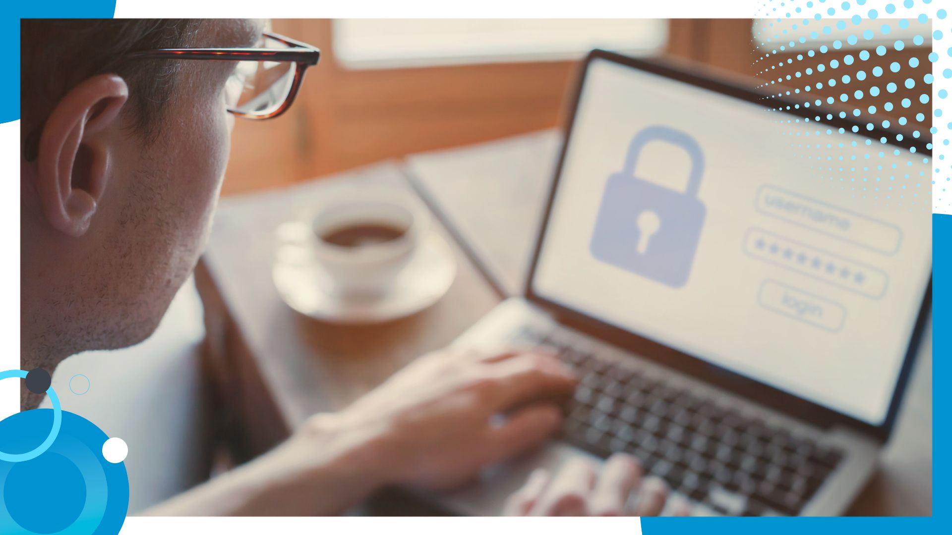 A person typing on a laptop displaying a login screen with a padlock icon, symbolizing online security and user authentication.