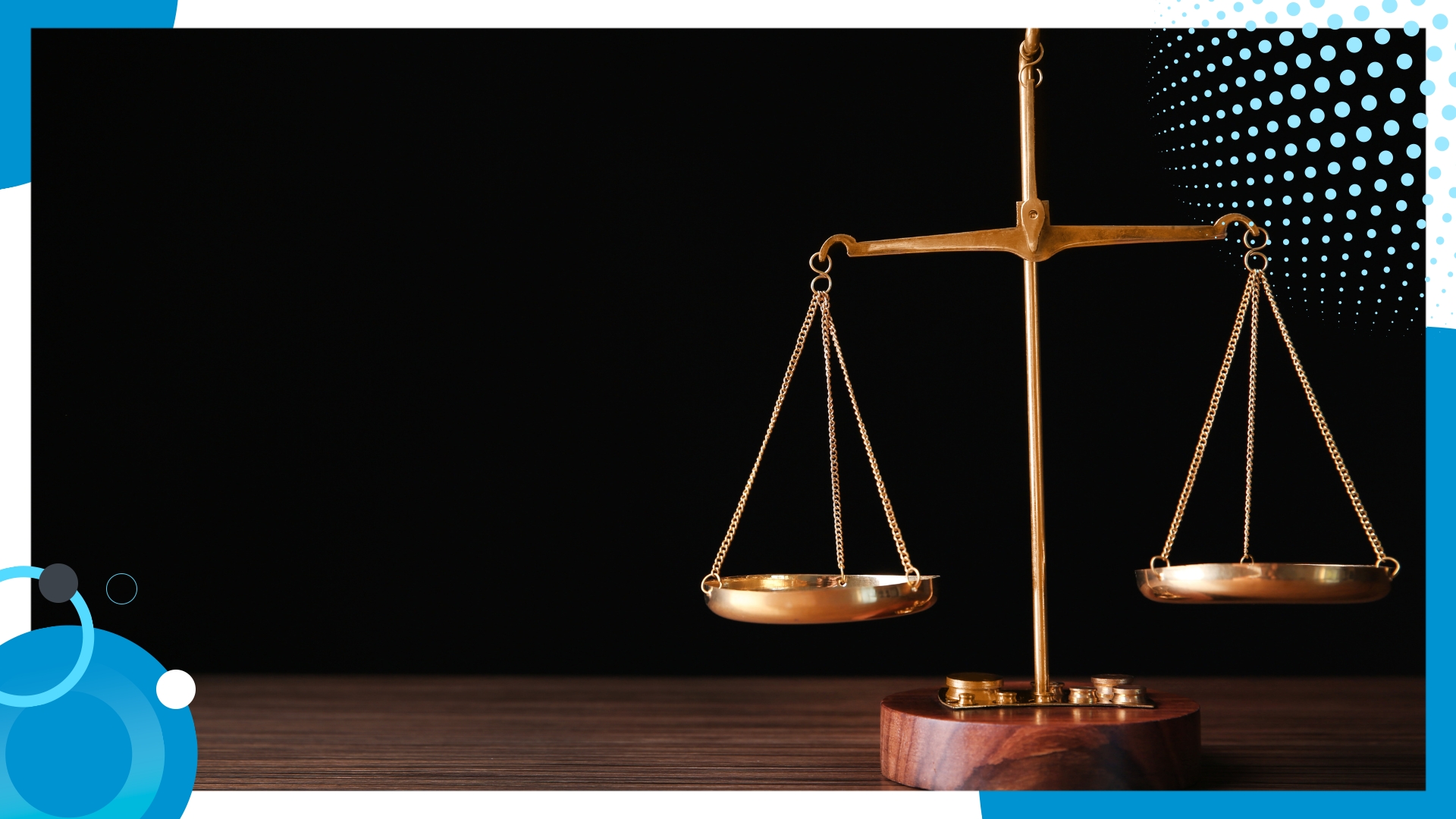 A golden balance scale symbolizing justice and equality, placed on a wooden table against a dark background, highlighting the importance of ethical and fair practices in business and governance.