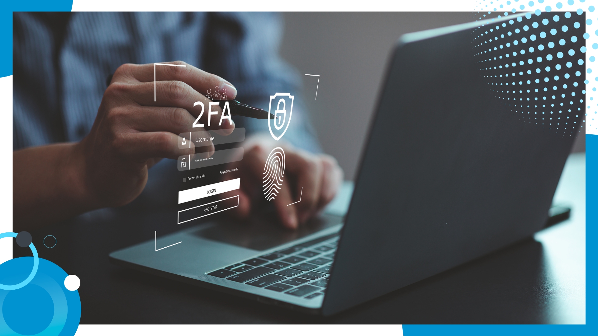 A user enabling two-factor authentication (2FA) on a laptop for enhanced cybersecurity.